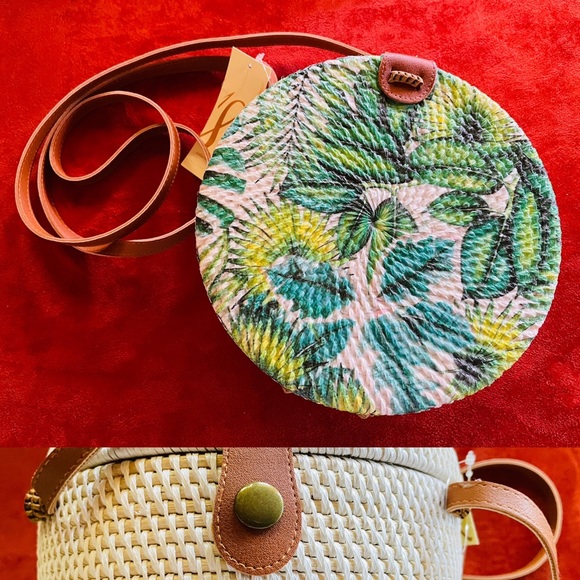 COLLECTION 18 Chic NWT Tropical PALM Leaf Print CROSSBODY BAG Purse - Picture 6 of 16